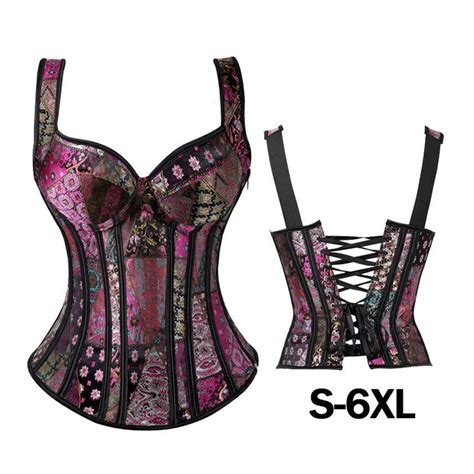Sexy Steampunk Zipper Corset Plus Size Retro Cosplay Bustier Party Dress Black Lacing Up