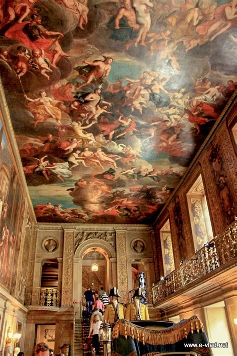 Chatsworth House England Amazing Ceiling And Main Hallway At The