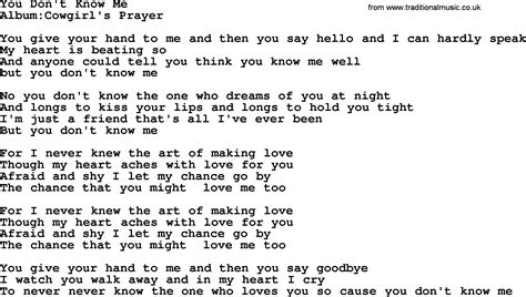 Emmylou Harris Song You Dont Know Me Lyrics