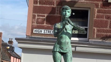 Peter pan's statue can be found in the gardens. Peter Pan Statue. Kirriemuir Angus Scotland - YouTube