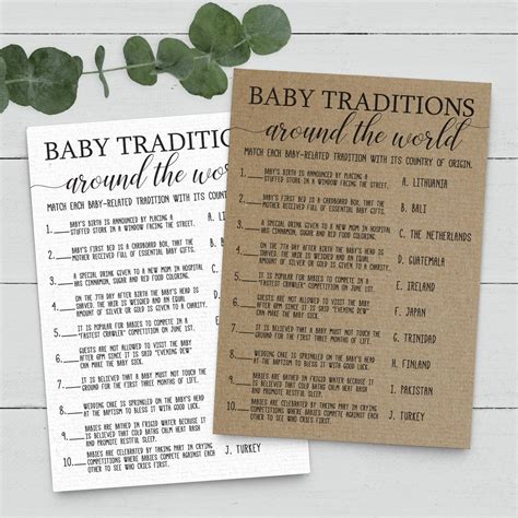 Baby Traditions Around The World Baby Shower Game Baby Etsy
