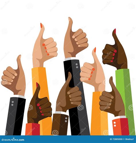 Flat Design Multicultural Group Thumbs Up Stock Vector Illustration