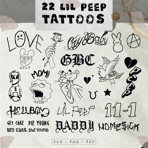 22 Lil Peep Tattoo Design Bundle Für Shirts Aufkleber Etc Etsy