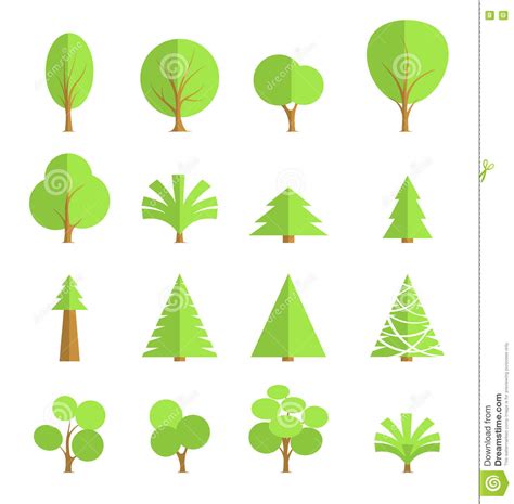 Set Of Stylish Trees, Flat Design Stock Vector - Illustration of flat, xmas: 71855891