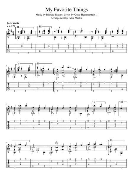 My Favorite Things Standard Notation And Tab By Rodgers And Hammerstein Digital Sheet Music