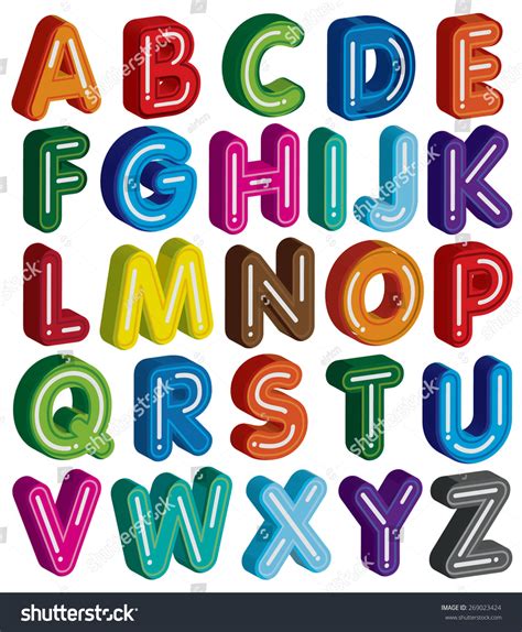 3d Alphabet Colorful Font Style Stock Vector 269023424 Shutterstock