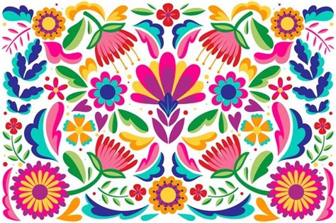 Premium Vector Mexican Flat Design Abstract Floral Background Folk