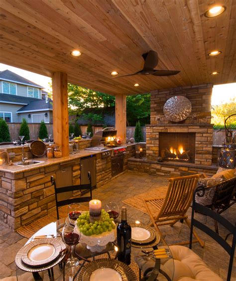 Outdoor Kitchen W Dining Fireplace Nook Paradiserestored