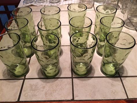 12 Vintage Green Bubble Drinking Glasses By 58randoms On Etsy Green Bubble Vintage Barware