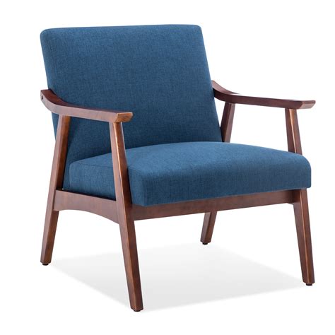 Belleze Mid Century Modern Accent Armchair Solid Hardwood Upholstered