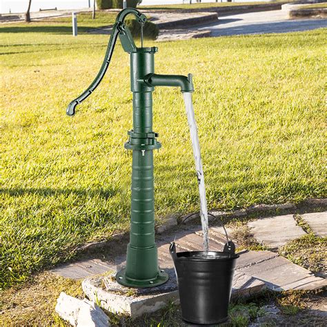 Vevor Black Green Hand Water Pump Stand Cast Iron Garden Deep Well Manual Pump Home Improvement