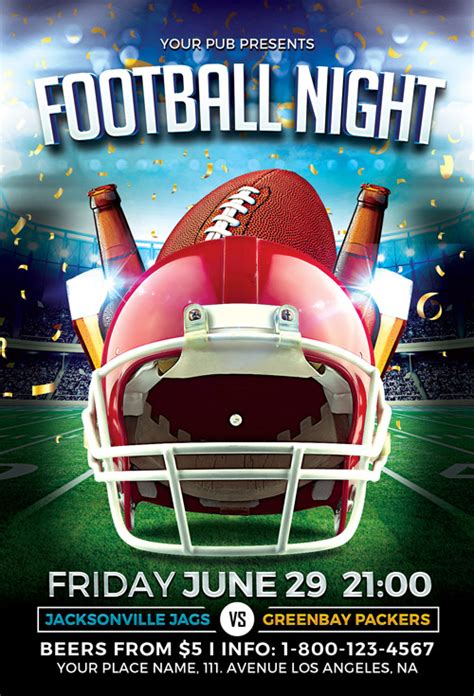Football Sports Night Flyer Template Football Designs Ffflyer