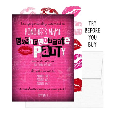 Mean Girls Bachelorette Party Invitations Mean Girls Etsy