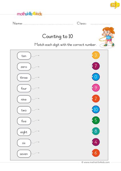 Kindergarten math worksheets counting to 10 | Free printable counting