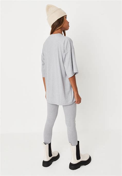 Tall Grey Oversized T Shirt And Leggings Co Ord Set Missguided