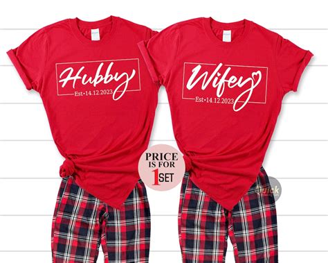 Custom Hubby And Wifey Valentine Couple Shirt Pyjamas Mr And Etsy
