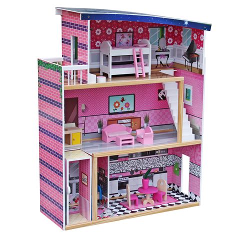 Dollhouse Furniture Sets, Sweet Wooden Pretend Play House Doll 