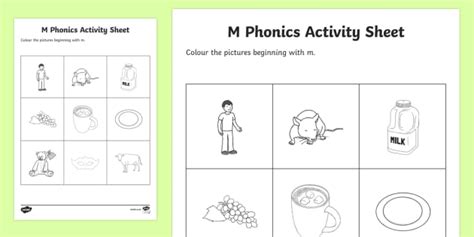 M Phonics Colouring Worksheet Worksheet