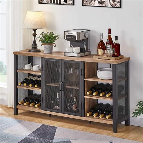 Buy Orri Industrial Wine Bar Cabinet For Liquor And Glasses Farmhouse