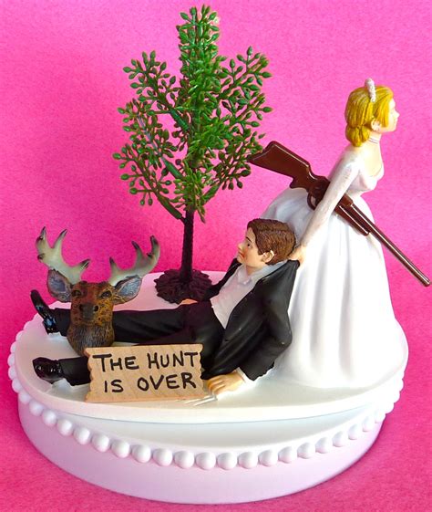 Rabbit hunter with dog cake topper, hunting, personalized topper, lt1275. Wedding Cake Topper The Hunt Is Over Deer Hunting Themed w/