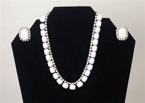 Weiss Milk Glass Bracelet And Married Necklace And Earrings Necklace