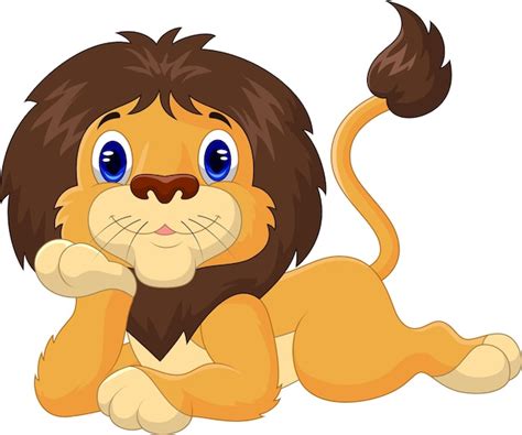 Cartoon Happy Lion Isolated On White Background Premium Vector