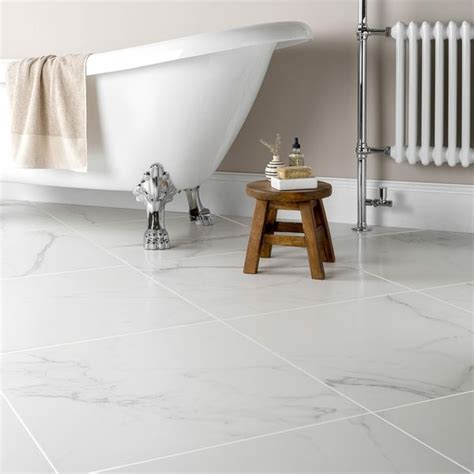 Carrara White Matt Marble Porcelain Floor Tile 605x605