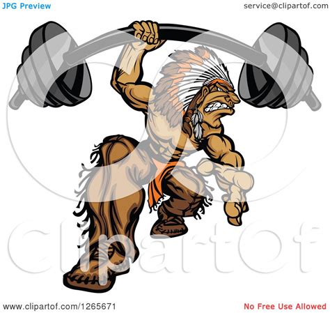 Clipart Of A Muscular Strong Native American Indian Man