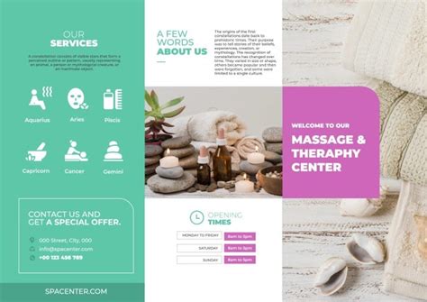 Free Minimalist Massage And Therapy Spa Brochure Template