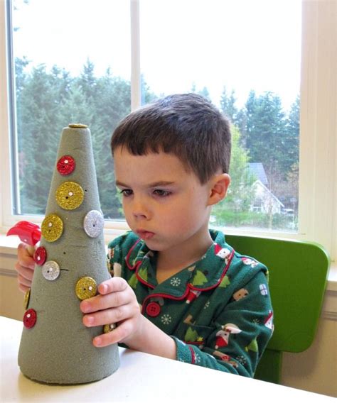 Button Christmas Tree Craft For Children Big Christmas Tree Christmas