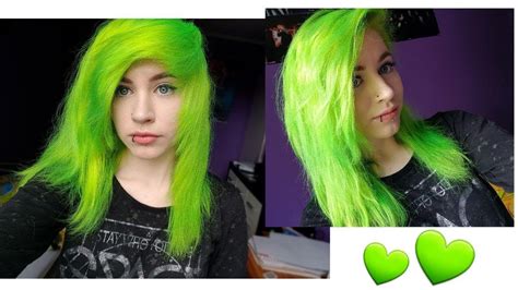 Dying My Hair Neon Green With Electric Lizard Manic Panic Youtube