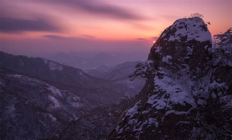 Snowy Mountain Summit Photography Nature Mountains Sunset Hd