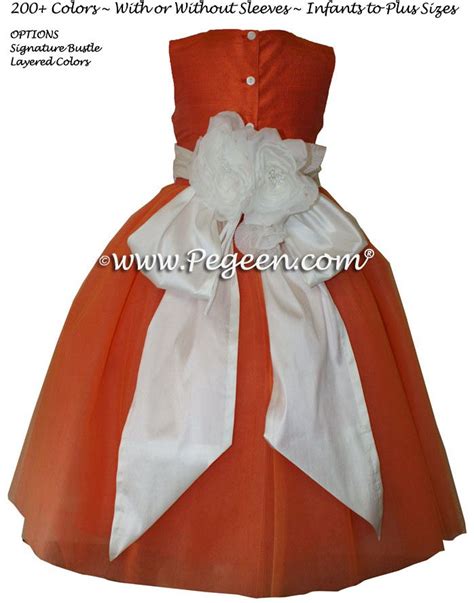 New Ivory And Orange Ballerina Style Flower Girl Dresses With Layers