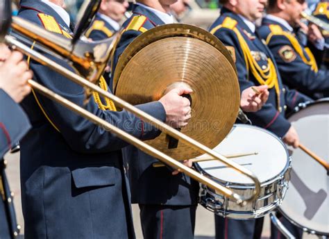 Military Brass Band Marching At The Parade Stock Image Image Of Drum