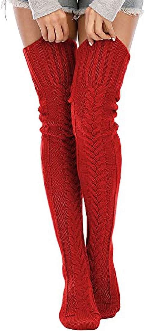 Womens Cable Knit Thigh High Socks Winter Boot Stockings Extra Long Over Knee High Leg Warmers