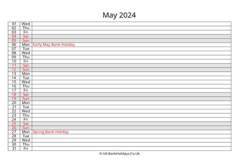 Download May 2024 Monthly Uk Calendar Free