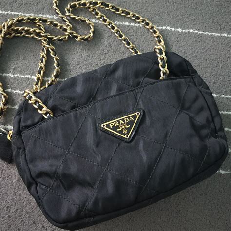 Buy prada 1bh085 tessuto nylon convertible clutch sling bag. Prada Bag nylon quilt handbag sling crossbody chain ...