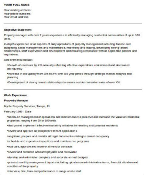 To really capture the attention of a potential employer, take the time to create a resume that is targeted specifically towards the property management industry. FREE 9+ Sample Property Manager Resume Templates in MS ...
