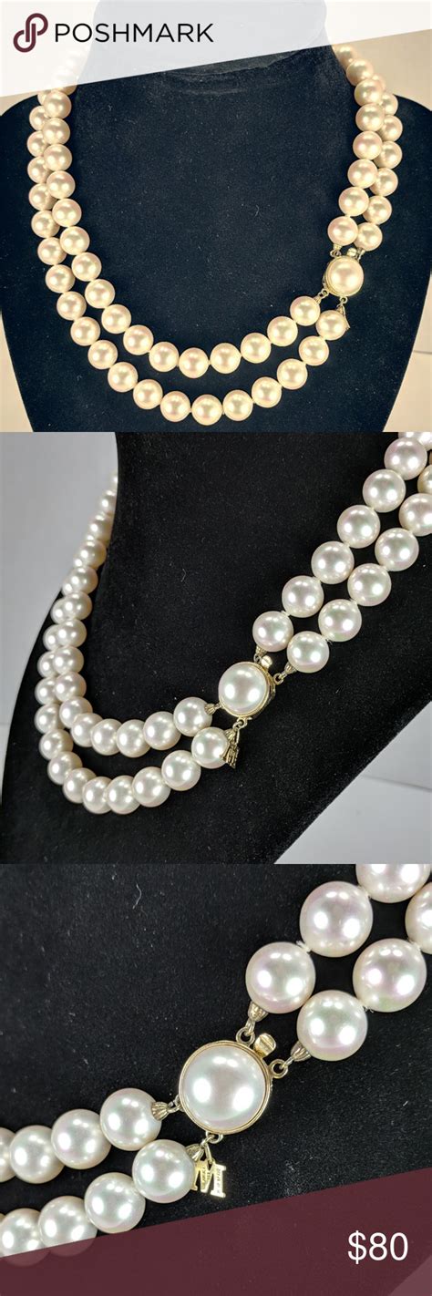 Vintage Majorica Double Strand Faux Pearl Necklace Faux Pearl