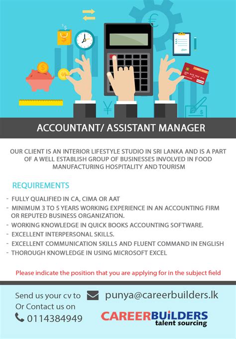 Don't miss these huge accounting jobs! Accountant/ Assistant Manager job vacancy at Career ...