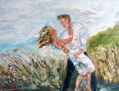 Custom Original Oil Painting Romance Couple In Love Wedding Palette Knife Fine Art Modern