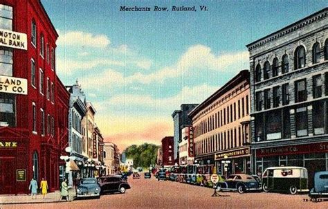 Vintage Vermont Postcard Merchants Row Rutland Unused