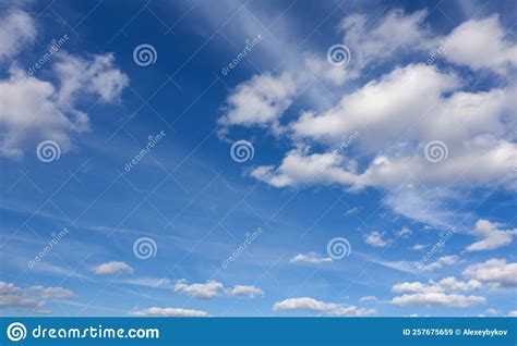 Panorama Of Blue Sky And White Clouds Over Horizon Stock Image
