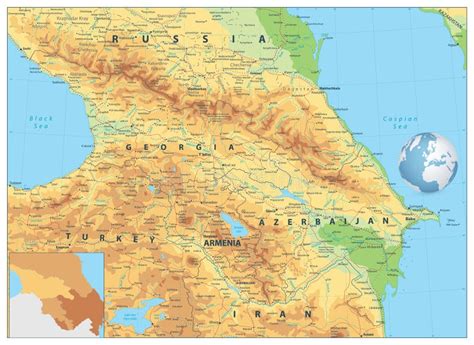Caucasus Physical Map Stock Vector Illustration Of Caspian