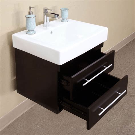 Wall mount cabinets are usually available in modern style bathroom vanities. Double Wall-Mount Sink Vanity in Bathroom Vanities