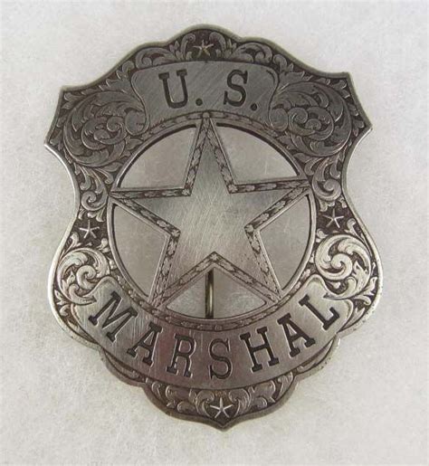 Rare Old West Us Marshal Engraved Cowboy Era Law Badge