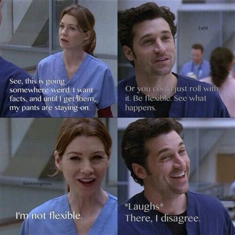 Meredith And Derek This Scene Was So Funny Loved The Early Seasons Greys Anatomy Funny