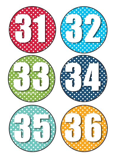 Printable Numbers 31 To 36 For Colorful And Engaging Number Displays