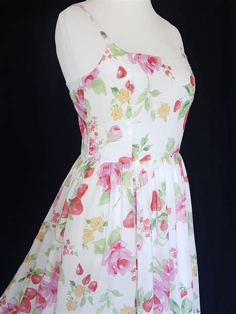 Laura Ashley Size Uk 14 12 Full Maxi Summer Dress Strawberry Etsy In