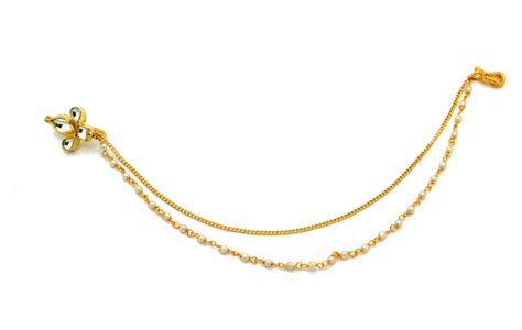 Lightweight Gold Silver Kundan Nose Piece Nose Chain — Glimour Jewellery